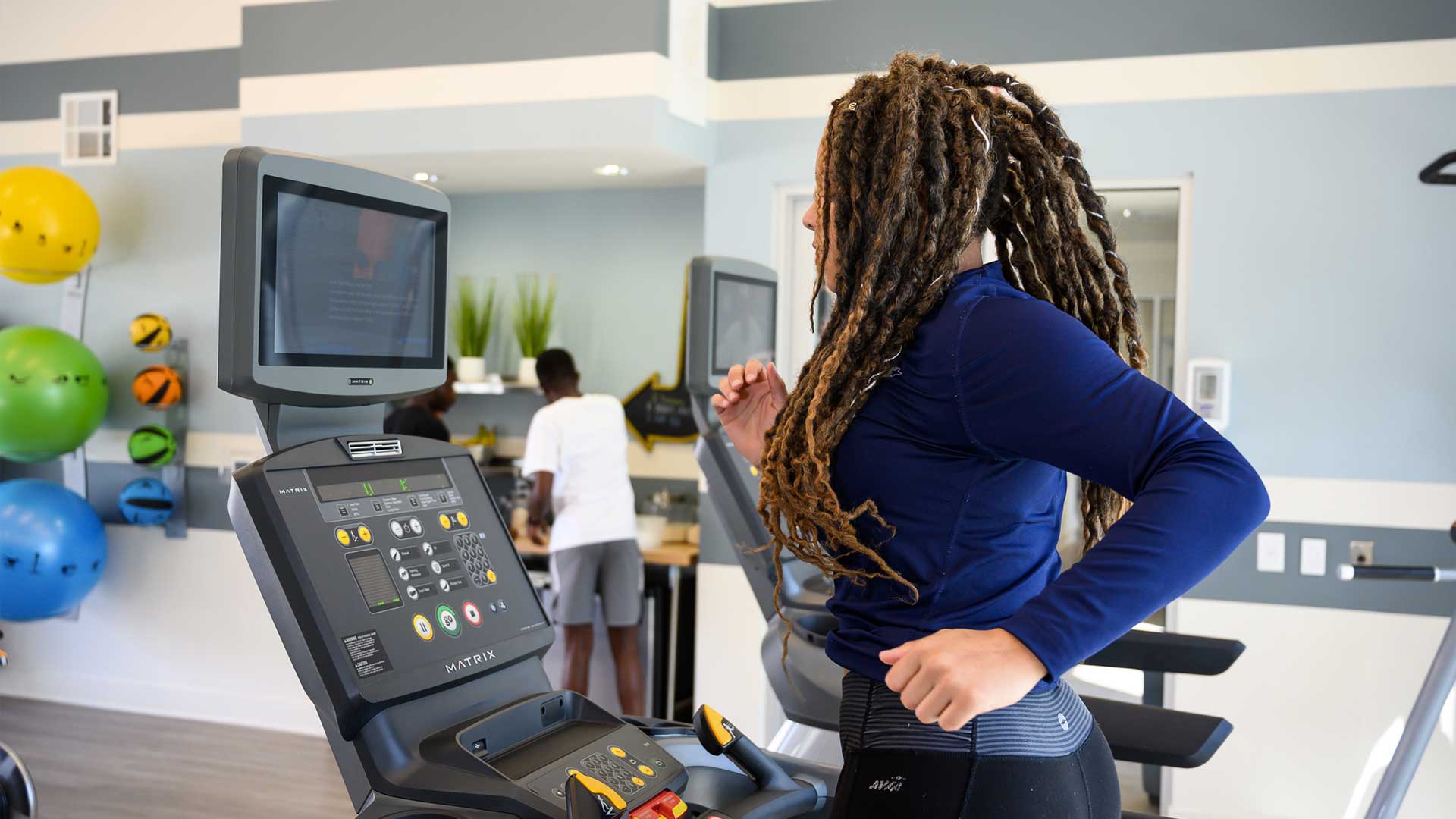 Fitness center treadmills